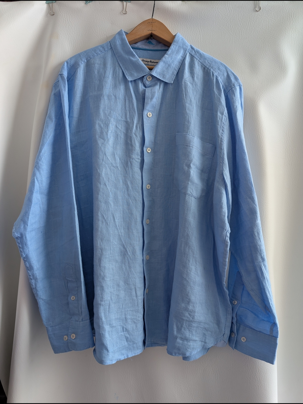 Tommy Bahama Light Blue Linen Button-Down Shirt Long Sleeves - XL